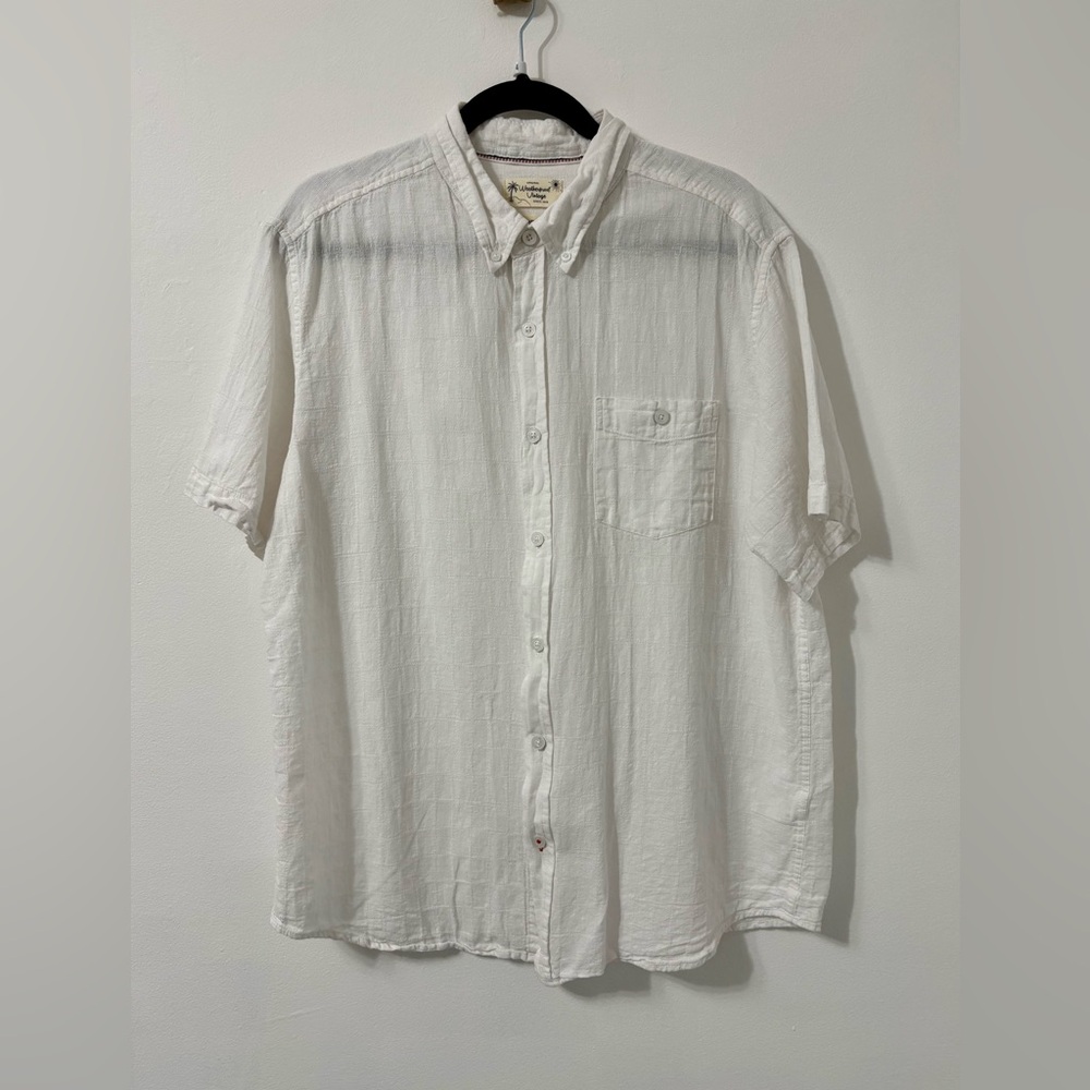 Original Weatherproof Vintage Washable Linen White Button Up Shirt Sz XL